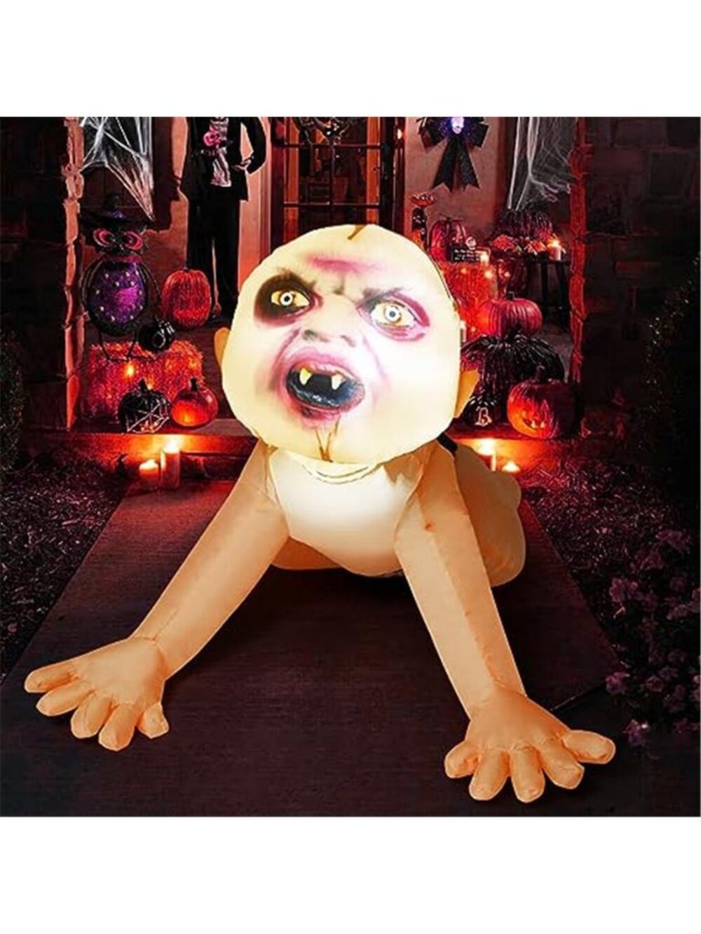 GOOSH 4 FT Halloween Inflatable Zombie Outdoor Decorations Blow Up Yard Scary